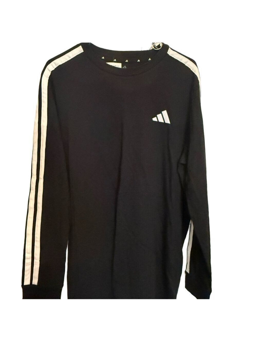adidas Black Long Sleeve Shirt with White Stripes